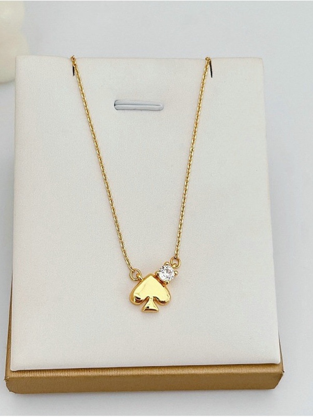 kate spade Gold Spade Pendant Necklace with Clear Stone